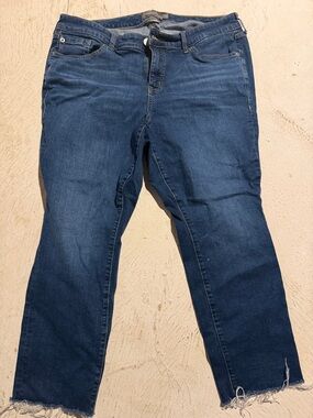 torrid dark blue vintage-stretch cropped boyfriend jeans